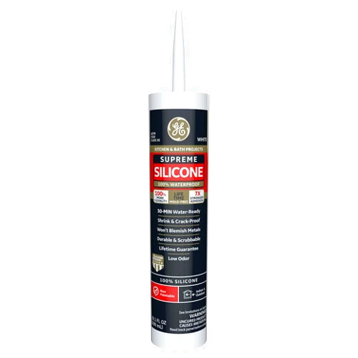 GE GEM90007 Silicone II 1-Hour Shower Ready Kitchen and Bath Sealant, 9.8 oz Cartridge, White