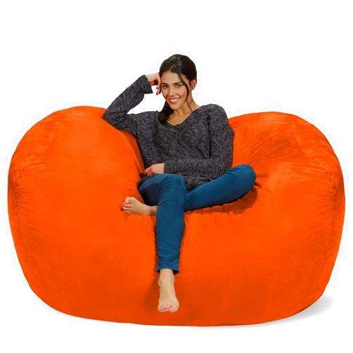 Chill Sack Bean Bag Chair: Huge 6' Memory Foam Furniture Bag and Large Lounger - Big Sofa with Soft Micro Fiber Cover - Orange