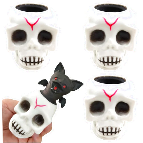 HOXIEYA Halloween Squeeze Toys -3pcs Skull Bone Squeeze Toys Stress Halloween Fidget Toys for Kids and Adults Squishy Stress Relief Balls for Giif Party Supplies Random Color (ghost)