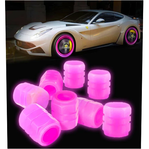 Bovivanen Tire Valve Stem Caps, 8Pcs Car Glow Tire Air Cap Covers, Universal Tire Valve Stem Covers Glowing in Dark for Car, Truck, SUV, Motorcycle, Bike