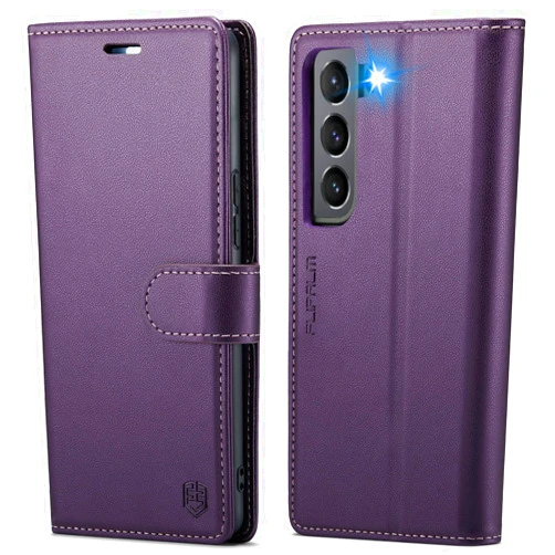 FLIPALM for Samsung Galaxy S21 (Non S21+Wallet Case with RFID Blocking Credit Card Holder, PU Leather Folio Flip Kickstand Protective Shockproof Cover Women Men for Samsung S21 Phone case(Purple)