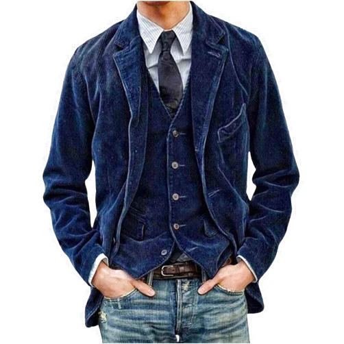 BIUMUET Mens Casual Corduroy Sport Coats Vintage Slim Fit One Button Notch Lapel Blazer Jackets Business Formal Work Jackets