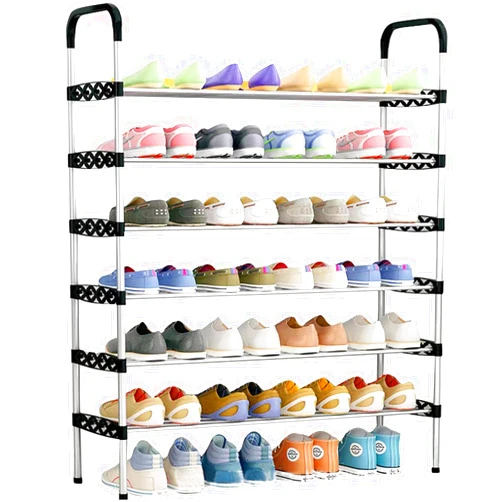 Quekuin 5-7 layers adjustable shoe storage rack, high shoe rack storage rack shelf, sturdy and space-saving, easy to assemble, and space-saving (6 compartments)