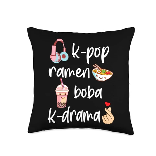South Korea Fashion for Girl, korean K-Pop K-Drama K-Pop Fashion for Fans of Korean K-Drama & K-Pop Merchandise Throw Pillow
