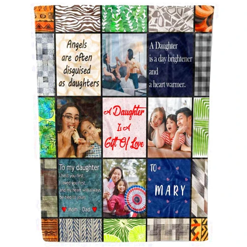 CUPIDCUSTOM Custom Daughter Blanket from Dad Parents Mother | Blanket for Daughter from Mom Dad| Daughter Blanket Gifts | Personalized Fleece Sherpa Blanket