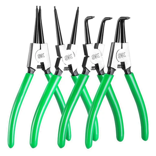 SK 4-Piece Snap Ring Pliers Set, 7-Inch Internal/External Circlip Pliers with Straight/Bent Jaw, Tip Diameter 5/64'', Premium CR-V Steel