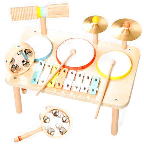 WINGYZ Kids Drum Set – 9-in-1 Montessori Toys for 1-3 Year Old & Wooden Musical Instruments for Toddlers, Baby Musical Toys with Drums, Xylophone, Helps Hand-Eye Coordination, Gift for 1-3 Boys Girls