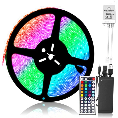 SUPERNIGHT LED Strip Lights Waterproof Flexible Rope 32.8ft 10M 600leds Color Changing RGB SMD 5050 LED Light Strip Kit for Bedroom, RGB LED Tape + Remote Controller + 24V 5A Power Supply