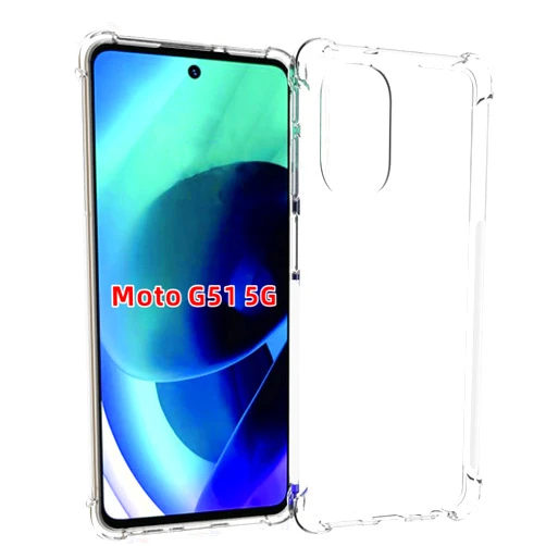 USTIYA Case for Motorola G51 5G Clear Moto G51 Cover TPU Four Corners Protective Cover Transparent Soft funda
