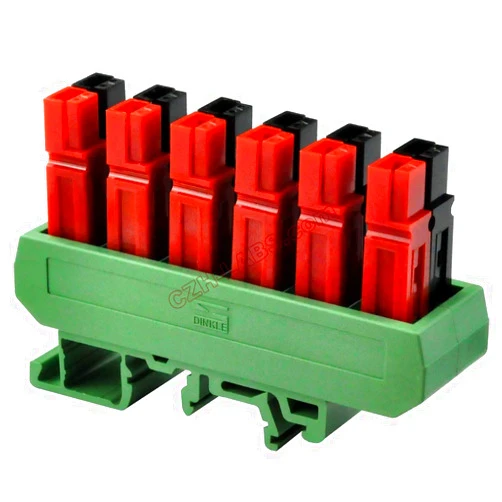 Electronics-Salon Slim DIN Rail Mount 30A/60V 6-Position Power Distribution Block Module, for Power pole Connectors
