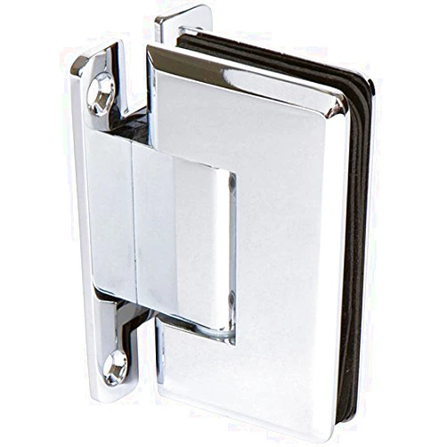 Rockwell Security Heavy Duty Beveled Corner Shower Hinge, H Type Full Back Plate in Chrome Finish for Heavy Tempered Glass Shower Doors