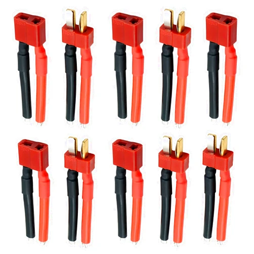 Tosiicop Deans T Plug Connector - 10PCS Female and Male Connectors with 14AWG Silicone Wire Cable RC Lipo Battery Pipe for RC Car Drone 40mm (5 Female and 5 Male)