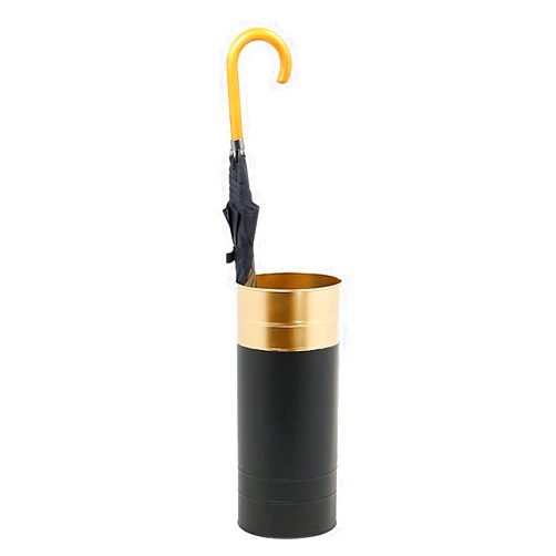 YYSANJIA Umbrella Stand Rack Metal Wrought Iron Umbrella Holder,Umbrella Bucket in Home Office,Umbrella Basket with Hook and Drip Tray,21x21x47cm (Color : Black+Gold)