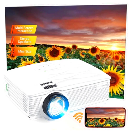 PONER SAUND Projector, PONER SAUND WiFi Mini Projector 1080P Supported Home Outdoor Video Projector, 5500 Lux 210