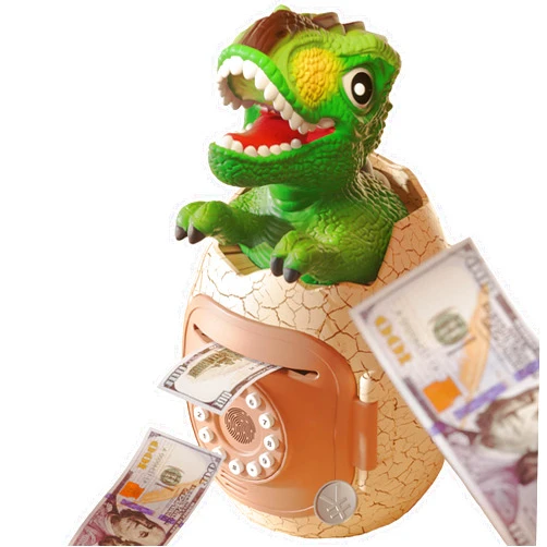 BCIULASL Piggy Bank for Kids, Dinosaur Egg ATM Money Saving Box, Electronic Coin Bank Real Money Cash Vault Safe with Password Code Lock, Room Decor Christmas Birthday Gift for Boys Girls