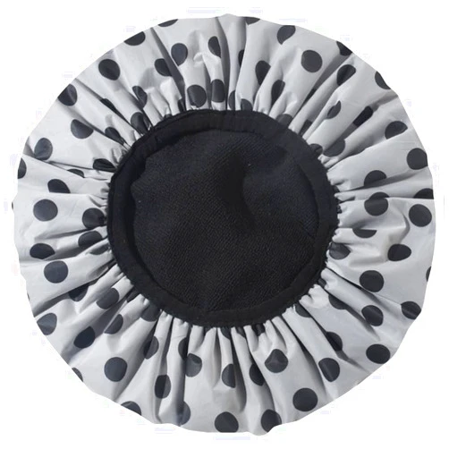 MeeShirer Reusable Hair Cap for Shower, Thicken Large Shower Cap for Women, Terry Lined Waterproof Shower Caps for Long Hair, Washable Soft Bath Shower Caps Home Travel Essentials (Black)