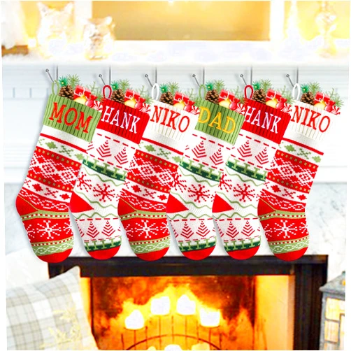 ZGCYSMHT Personalized Knit Christmas Stockings 18 Inches Snowflake Custom Name Christmas Stockings Fireplace Hanging Stockings for Kids Family Stockings Christmas Decoration-Snowflake （5pack
