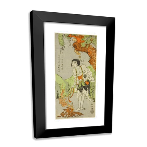 ArtDirect Katsukawa Shunsho 16x24 Black Modern Framed Art Print Titled The Actor Nakamura Nakazo I as a Monk, Raigo Ajari, in The Play Nue no Mori Ichiyo no Mato (Forest of The Nue Monster: Target of