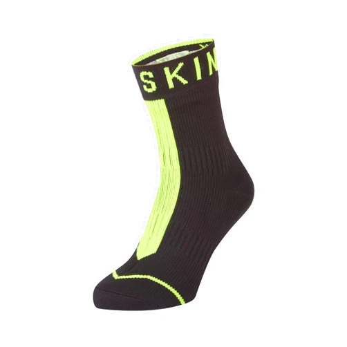 SEALSKINZ Standard Waterproof All Weather Ankle Length Sock with Hydrostop, Black/Neon Yellow, Small