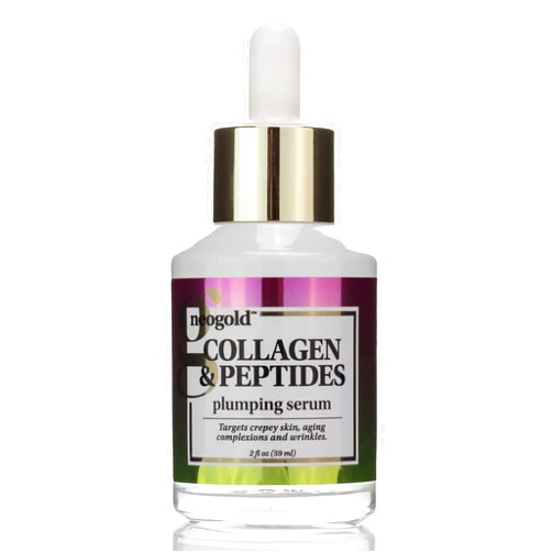 Neogold Collagen & Peptides Plumping Skin Care Facial Serum. Anti Aging Neck & Face Skincare Serum Helps Reduce Appearance Of Crepey Skin, Aging Complexions, Sagging Skin, & Wrinkles, Large 2 Fl Oz