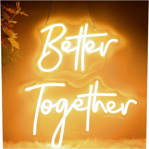 MGupzao Better Together Neon Sign for Wall Decor – LED Light Up Wedding Sign for Proposal, Engagement, Room, Backdrop Decoration (15.2