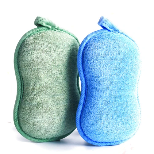 BabaMate Baby Bath Sponge - Ultra Soft Baby Sponge for Bathing - Kids Bath Sponges for Infants, Toddler Bath Time, 2 Count (1 Pack) - Green Blue