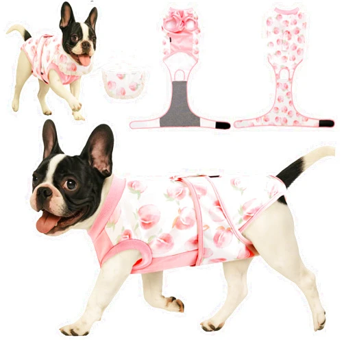 YibooAura Soft Recovery Suit for Female/Male Dog Cat After Spay/Neuter Surgery, Bandana Set Included, E-Collar Cone Alternative Anti Licking Abdominal Wounds, Small Dogs Full Body Onesie, Pet Onesies Bodysuit