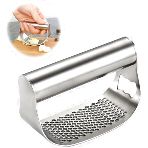 BQV Upgrade Stainless Steel Garlic Presser,2024 New Garlic Press Rocker Garlic Mincer Garlic Crusher with Peeler and Cleaning Brush,Garlic Chopper for Smash Garlic Kitchen Gadgets Tools