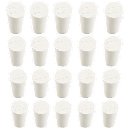 Zorfeter 20 Pcs 000# White Solid Rubber Stoppers Tapered Lab Plugs, Dia. 13mm x Dia. 8mm - Height 17mm