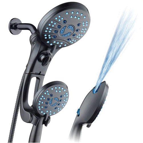 Hotel Spa AquaCare AS-SEEN-ON-TV High Pressure Handheld/Rain 50-mode 3-way Shower Head Combo with Adjustable Arm - Anti-clog Nozzles, Tub & Pet Power Wash, 6 ft. Stainless Steel Hose, ORB Bronze Finish