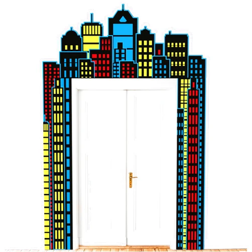 CHUNNIN Hero Party Porch Banner Super Themed Hero Birthday Party Decoration Super City Door Banner Skyline Building Porch Sign Hanging Banner Backdrop for Birthday Baby Shower Party Photo Booth Prop Supplies