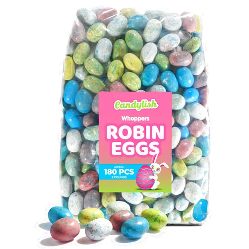 Candylish Whoppers Robin Eggs Easter Candy, 2LB - Delightful Milk Chocolate-Covered Malt Balls in Pastel Colors, Ideal for Easter Egg Hunts and Baskets (2 Pound)