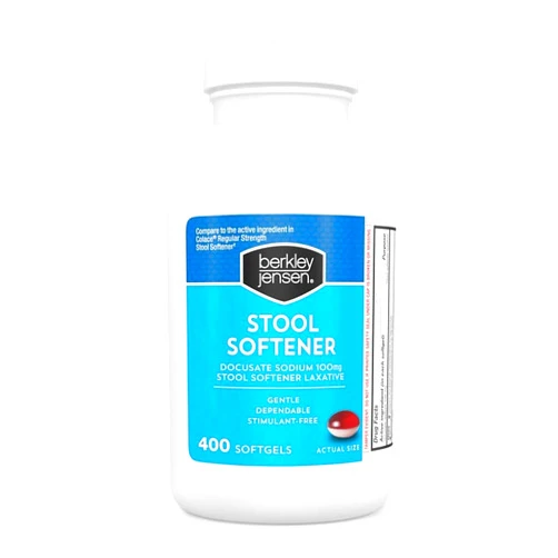 berkley jensen Stool Softener Laxative, Docusate Sodium 100 mg, Stimulant-Free Gentle Dependable Constipation Relief - Helps Promote Regular Bowel Movements, 400 Softgels (Pack of 1)