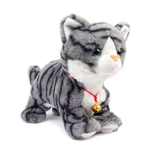 Smalody Interactive Plush Toys, Novelty Sound Control Electronic Cat Electronic Pets Robot Cat Gift for Children (Gray)