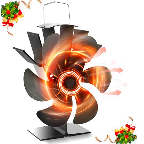 Fizbxhg Heat Powered Wood Stove Fan for Buddy Heater - 6-Blade Fireplace Fan, Increases 80% More Warmth for Wood/Log Burner & Wood Burning Stove
