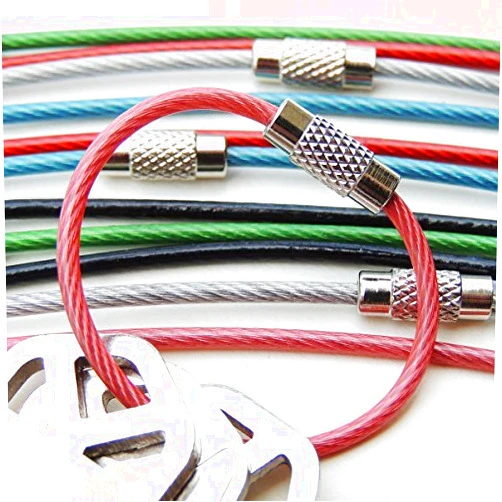 Officewerks Office Werks 6 Inch Key Ring - 2 mm Key Chain Rings- Plastic Coated Stainless Steel Wire Keychain Cable - Colored - Luggage and Bag Tag Loops, Locking Key Ring