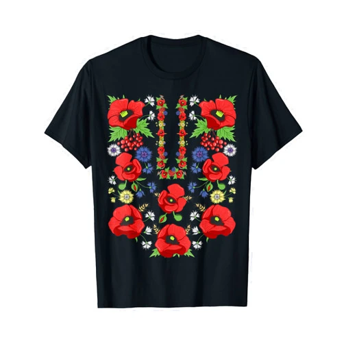 Alice Ron Vintage Ukrainian Red Poppies Shirts Red Poppies Ukraine Cute Floral Ukrainian Vyshyvanka Style T-Shirt