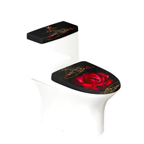ZWPINITUP Red Rose Standard Toilet Seat Lid Cover, Comfy and Soft Wahable Toilet Lid Dust Cover Fits Polyester Tank Lid Cover