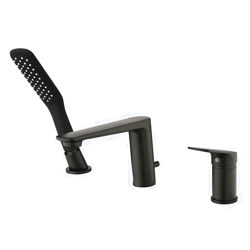 MFLASMF Bathtub Faucet Matte Black, Roman Tub Faucet with Handheld Shower, Single Handle Bathtub Faucet, 3 Holes Deck Mounted Bathtub Faucet, Bathroom Faucet, Brass