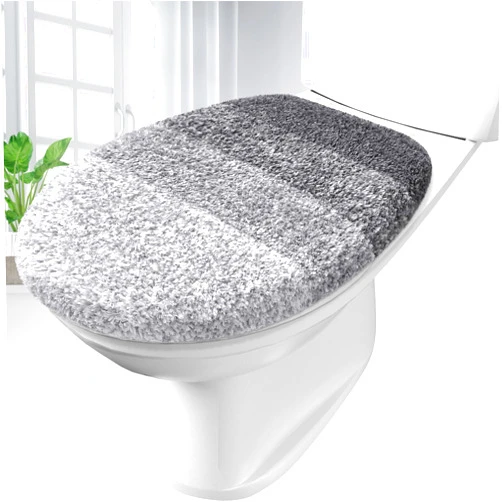 OLANLY Soft Microfiber Bathroom Toilet Lid Cover, Machine Washable Seat Covers, 17.5x15, Stays in Place Rubber Backing, Fits Most Round, Elongated and Oblong Lids, Accessories Decor, Gray