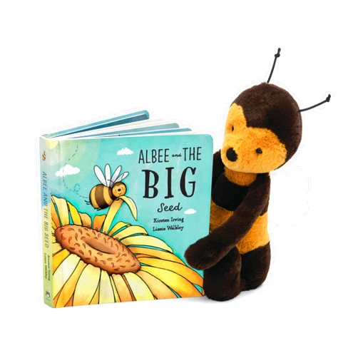 Jellycat Albee and The Big Seed Book and Bashful Bee Stuffed Animal