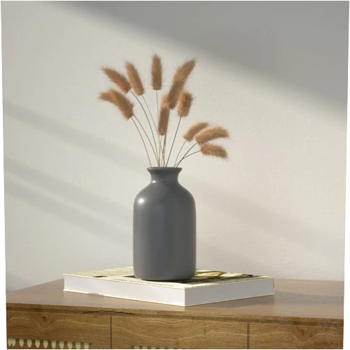 HGFYETM Grey Ceramic Vase for Decor Modern Farmhouse Decor Vase Neutral Small Vases for Table Décor TV Stand Decor Vase Shelf Vases for Decor Bookshelf Decor Vase and Entryway Decor Vase