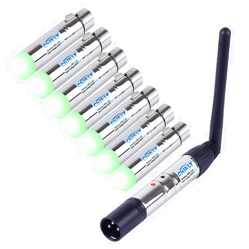 CHINLY DMX Wireless, CHINLY 8pcs 2.4G DMX 512 1 Male Transmitter & 7 Female Receivers Short version for Stage PAR Party Light