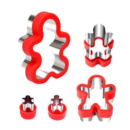 Afatnao Gingerbread Man Cookie Cutters 5PCS, Large Christmas Cookie Cutter Holiday Biscuit Cutter with Comfort Grip (PP) for Backing, 5 different Size 1.2