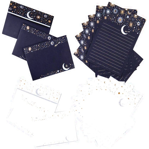 XIAOHONG 36pcs Starry sky letter writing stationary paper and envelopes set, literary love letter high-end bronzing invitation, creative small fresh Japanese-style Stationery Set Letter Writing Paper