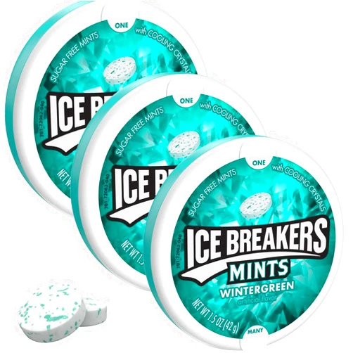 The Hampton Candy Company Wintergreen Ice Breakers Mints Tin, 3 Pack (1.5 oz Each)