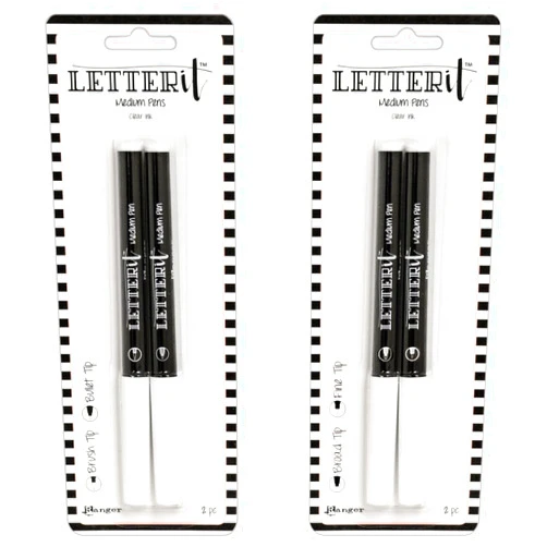 Ranger Letter IT Medium PENS Clear Embossing Ink (2 Packs- Set #1 & #2)