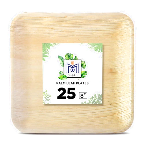 MoAL Palm Leaf Plates Eco-Friendly Bamboo Disposable Plates Like 100% Compostable and Biodegradable Christmas Plates-Dinner Plates for Parties, Thanksgiving, Wedding (25, 8