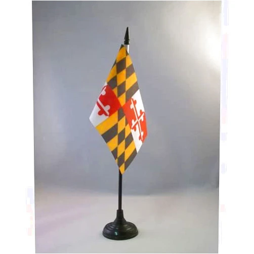 AZ FLAG Maryland Table Flag 4'' x 6'' - US state of Maryland Desk Flag 15 x 10 cm - Black plastic stick and base - AZ FLAG