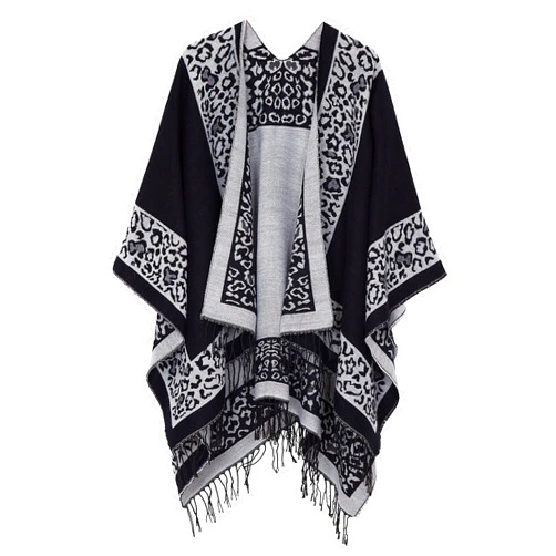 Urban CoCo Women's Printed Tassel Open front Poncho Cape Cardigan Wrap Shawl
